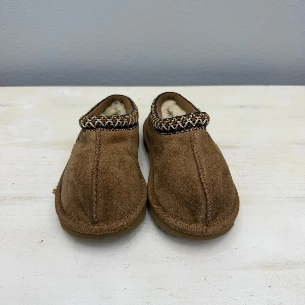 Ugg Brown Suede Kids Tasman Slippers Size 9